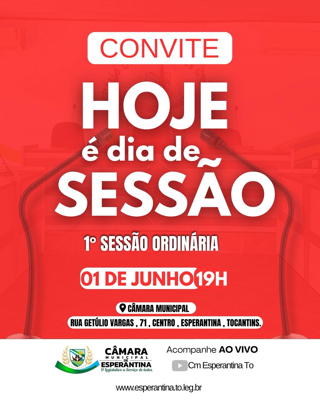 AS SESSÕES ORDINÁRIAS DA CÂMARA MUNICIPAL DE ESPERANTINA-TO